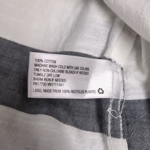 Merona Tunic Top Women Medium Stripes Nautical V-Neck Collarless Navy Cream M - Picture 10 of 11